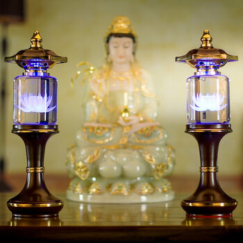 梵泽福 七彩莲花灯led佛灯佛前供灯长明灯水晶供佛灯佛前灯佛教用品佛