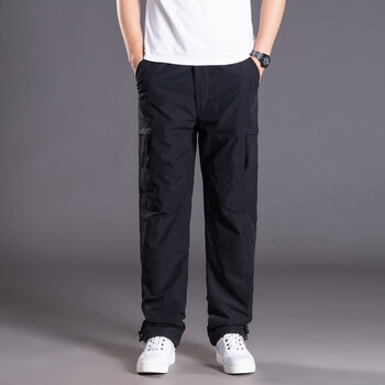 优衣库秋冬工作裤男多口袋工装裤男裤子户外宽松直筒大码休闲裤男加绒
