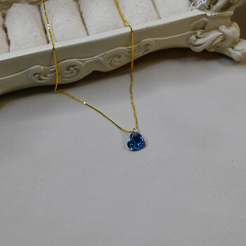 卡汐沐海洋之星项链hzyeyuan海洋之星蓝锆石爱心项链气质优雅锁骨链