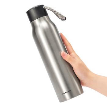 齐心（COMIX）保温杯304不锈钢内胆手提保温杯男士商务黑色LC-509 600ml 