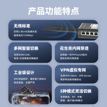 移星（MoweStar）无线双频路由器2.4G+5GWiFi导轨式无线客户端工业网桥高速穿墙无线AP/中继/桥接/VNP网关 VS705WD