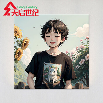 油彩画/F5 梵高向日葵数字油画DIY手工填色装饰画简约现代风格丙烯彩绘