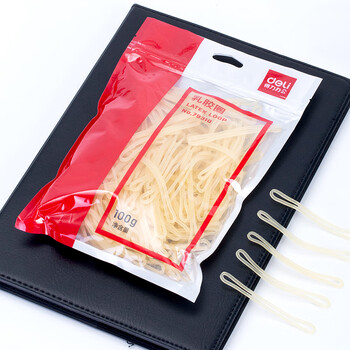 得力(deli)100g耐用弹力橡皮筋/乳胶圈/橡皮圈/捆扎胶圈 财务办公用品 79310