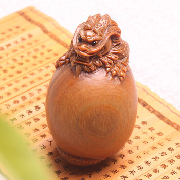 手工木制品绿檀木雕龙手把件男女文玩工艺品木质把玩件礼品