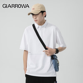 arrowa品牌 短袖男 夏季立领青少年日系休闲刺绣男士t恤半袖潮牌衣服