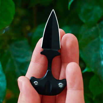 战狼2吴京同款迷你小刀防身刀求生具 项链刀双刃小茶刀 茶黑炫彩 黑色