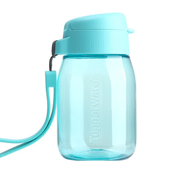 特百惠（Tupperware）嘟嘟企鹅350ML塑料杯夏季儿童可爱水杯子男女学生带提绳 海雾蓝