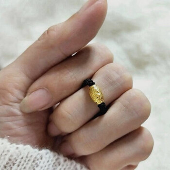 色转运珠戒指情侣款通情侣编织男女戒j99黑色绳2个装