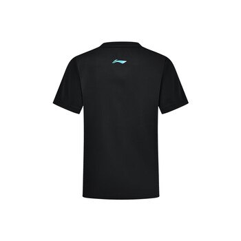 李宁（LI-NING）乒乓球服速干短袖儿童跑步运动服基础上衣T恤青少年 黑色 130
