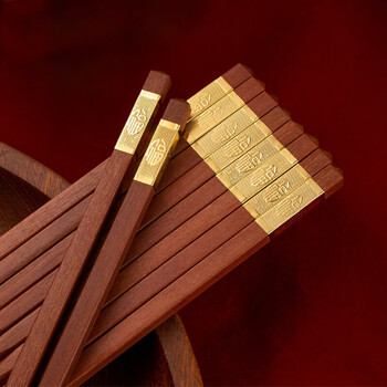 佳驰高档红檀木筷家用防滑无漆无蜡筷子油炸耐高温红木金福款红木金福
