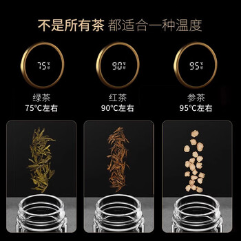 Vanow智能测温双层玻璃杯男士水杯高档茶水分离茶杯便捷泡茶杯送礼品