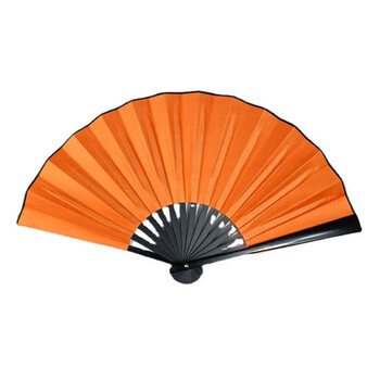 兰衍 空白折扇 塑料扇子纯色古风绢布折扇空白黑色diy装饰扇子 橙色 8