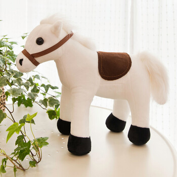 马毛绒玩具丁真白马珍珠玩偶白龙马毛绒玩具童年经典小白马公仔儿童