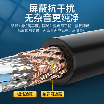 秋叶原（CHOSEAL）3.5mm单晶铜发烧级音频线 公对公AUX车载连接 电脑视手机耳机功放音响箱对录线 5米 QS9904T5