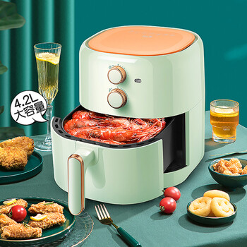 wiw空气炸锅现代大容量韩国新款圆型电烤箱一体西翼42l机械款薄荷绿