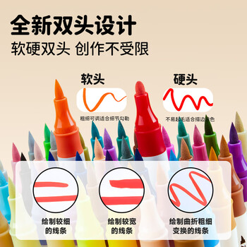 Touch mark双头丙烯马克笔36色软头 硬头 水彩笔学生涂鸦美术绘画笔防水速干记号笔儿童送男孩女孩生日礼物