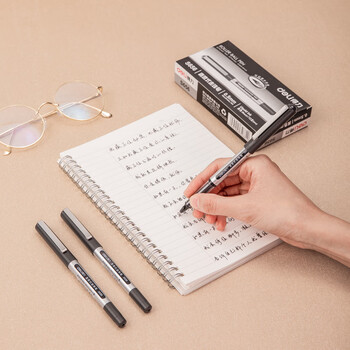 得力(deli) 0.5mm 直液式走珠签字笔 学生考试中性笔  黑色 12支/盒 S656