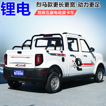 新款双排电动四轮皮卡车货车新能源电动汽车成人油电家用代步车电瓶车