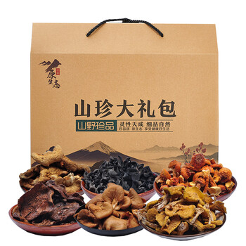 zoci年货礼盒装东北长白山草蘑特产山珍干货蘑菇菌菇送礼佳品礼品600g