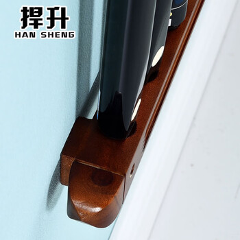 捍升 台球架杆架 台球杆架木质壁挂球杆架 6孔壁挂式酒红色