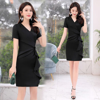有女人味的连衣裙夏天夏季新款流行女装气质修身显瘦包臀裙子 黑色