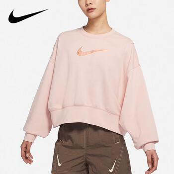 耐克nikenike粉色卫衣女2023春秋新款运动服蝙蝠长袖套头衫do7212601