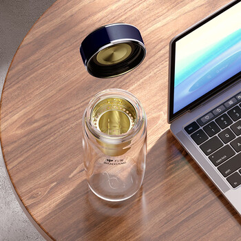 万象（WANXIANG）银离子抗菌单层玻璃杯商务高档水杯便携车载茶杯TU56夜光蓝470ml