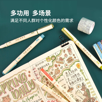 点石制笔 柔绘笔秀丽笔弹性软头毛刷笔马克笔小楷学生绘画涂色手账生日毕业礼物310E新国色24色礼盒