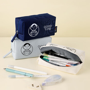 国誉(KOKUYO)Noritake联名笔袋学生文具收纳盒铅笔盒大容量 淡蓝 1个 WSG-PC2X222LB
