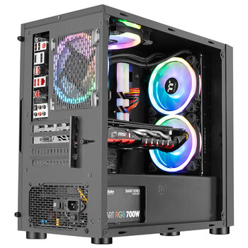 Thermaltake（Tt）启航者F1 黑色 Mini小机箱水冷电脑主机（支持MATX主板/支持背线/侧透/钢板0.6mm/U3）