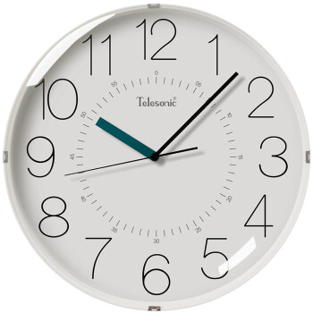 Telesonic天王星日式挂钟客厅创意钟表现代简约时钟卧室石英钟圆形挂表壁钟 时尚款白色 12英寸