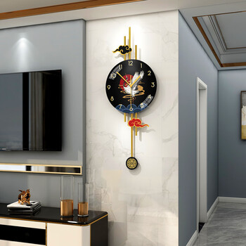 蜜云森客厅背景墙装饰新中式轻奢钟表挂钟家居时钟时尚创意中国风挂表