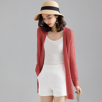 真丝外披女开衫中长款桑蚕丝外搭防嗮衣披肩夏季薄款针织时尚夏防嗮