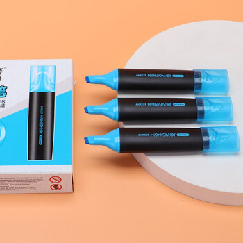 宝克（BAOKE） BAOKE MP4906 荧光笔重点标记笔水性记号笔学生办公用 蓝色 10支/盒