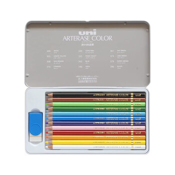 三菱（uni）可擦彩铅UNI ARTERASE COLOR 彩色铅笔画笔套装手绘填色画笔绘画涂色笔 12色套装