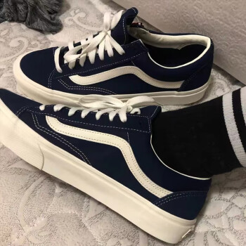 万斯(vans)男鞋休闲style 36藏蓝色蓝白低帮板鞋经典百搭男女情侣帆布