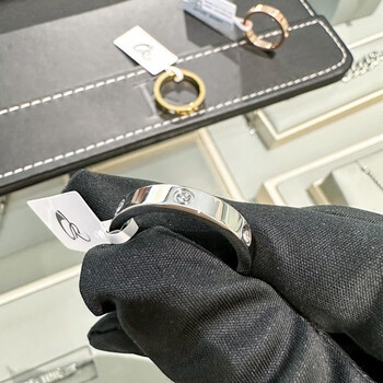 ck镶钻情侣款戒指男女简约食指戒素圈指环礼物银色5码