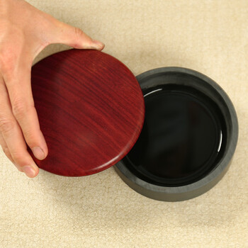 弘梅【全网低价】弘梅5寸精制罗纹墨池 大号砚台带盖天然原石学生用5寸墨海 文房四宝毛笔墨汁用墨池