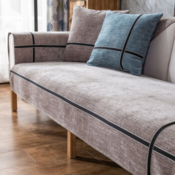 现代时尚雪尼尔高档四季通用防滑新中式沙发巾盖布暗香咖色70150cm