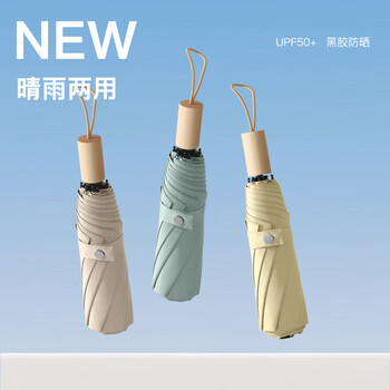 七麦麦加大晴雨伞三折太阳伞遮阳伞女两用防晒伞防紫外线折叠伞男木柄 七麦麦加大晴雨伞三折太阳伞遮阳伞女两用防晒伞防紫外线折叠伞男木柄