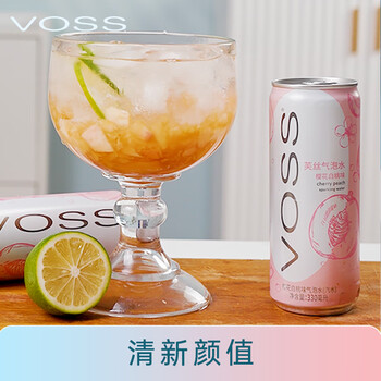 芙丝（VOSS）气泡水(汽水) 樱花白桃味 330ml*12罐 0糖0卡0碳水