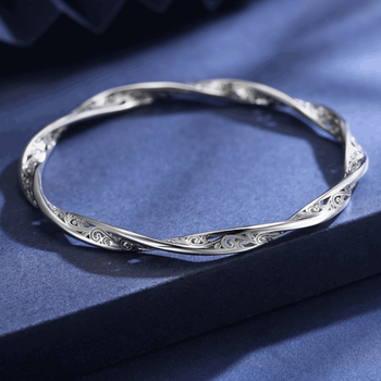 bblpt950铂金手镯女 白金手镯卷草纹莫比乌斯环手镯七夕生日 50号21