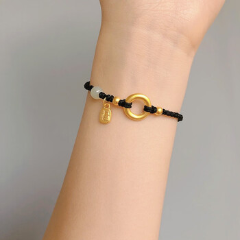 周大福(chow tai fook)3d硬金平安扣手链福牌吊坠挂件情侣手链手绳