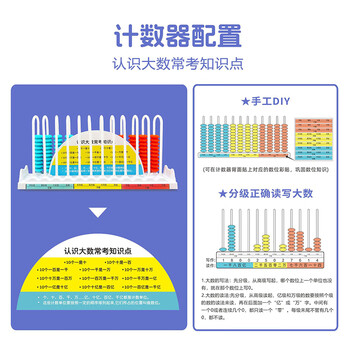 博教（BOJIAO）12行计数器1-4年级小学生数学学具 一年级二年级计算架教具 老师推荐 蓝色