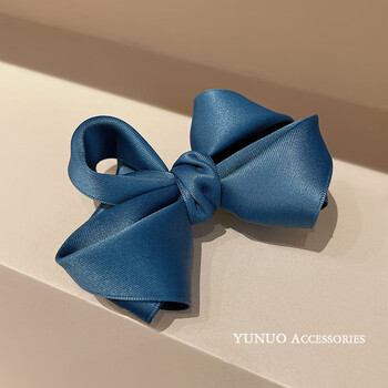 千弗气质绸缎蝴蝶结发夹女生优雅后脑勺夹子头饰发卡秋冬时尚简约发饰