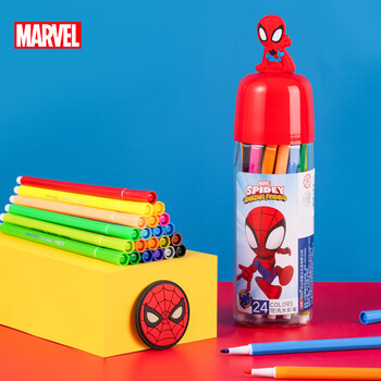 迪士尼（Disney）24色儿童水彩笔小学生美术绘画涂鸦画笔可水洗画画笔男孩生日礼物漫威DM24830A水彩笔