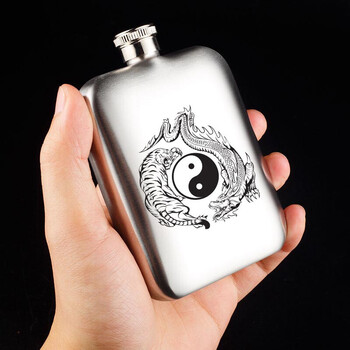 不锈钢小酒壶6盎司35两304磨砂随身便携户外个性定制刻字小酒瓶龙虎