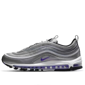 air max 97子弹头跑步全掌气垫运动鞋银子弹3m反光男女休闲鞋 灰紫勾