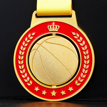泓昀轩 精致篮球奖牌定制nba金银铜金属奖章定做学校比赛儿童小挂牌