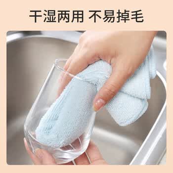 美丽雅厨房抹布40*40cm5片家用清洁擦灰布加大加厚擦玻璃镜面不易留痕